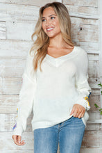 Load image into Gallery viewer, Crochet Flower V-Neck Sweater