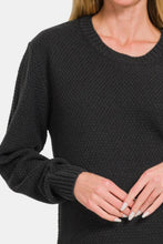 Load image into Gallery viewer, Zenana Ful Size Round Neck Long Sleeve Curved Hem Sweater