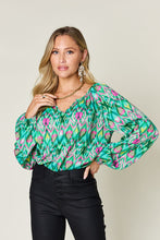 Load image into Gallery viewer, Double Take Full Size Printed Balloon Sleeve Blouse