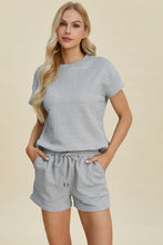 Load image into Gallery viewer, Double Take Full Size Texture Short Sleeve Top and Shorts Set