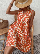 Load image into Gallery viewer, Printed Notched Sleeveless Mini Dress