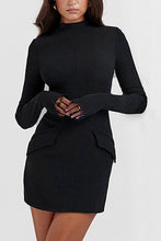 Load image into Gallery viewer, Mock Neck Long Sleeve Mini Dress