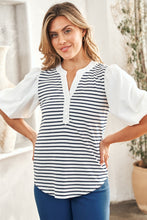 Load image into Gallery viewer, Hailey & Co Striped Contrast Puff Sleeve Top