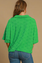 Load image into Gallery viewer, Umgee Floral Johnny Collar Half Sleeve Jacquard Top