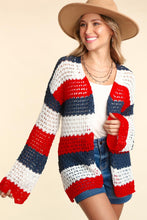 Load image into Gallery viewer, Haptics Full Size Open Front Long Sleeve Stripe Cardigan