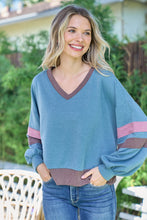 Load image into Gallery viewer, Hailey & Co Color Block V-Neck Cropped sweatshirt
