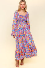 Load image into Gallery viewer, Haptics Smocked Floral Square Neck Flounce Sleeve Dress