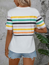 Load image into Gallery viewer, Striped Round Neck Short Sleeve T-Shirt