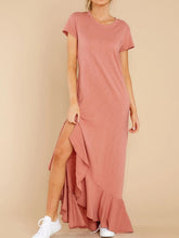 Load image into Gallery viewer, Slit Round Neck Short Sleeve Maxi Dress