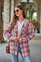 Load image into Gallery viewer, Mandy Plaid Long Sleeve Hooded Jacket