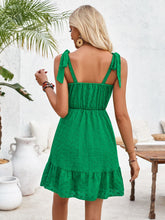 Load image into Gallery viewer, Ruffle Hem Sleeveless Eyelet Mini Dress