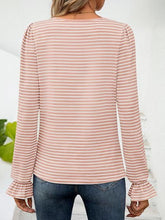 Load image into Gallery viewer, Striped Square Neck Flounce Sleeve Top