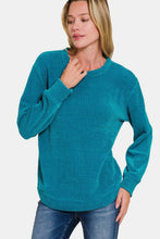 Load image into Gallery viewer, Zenana Chenille Waffle Round Neck Sweater