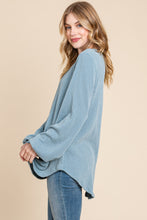 Load image into Gallery viewer, BOMBOM Long Sleeve Curved Hem Ribbed T-Shirt