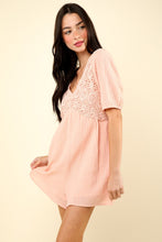 Load image into Gallery viewer, VERY J Lace Detail Puff Sleeve Romper with Pockets