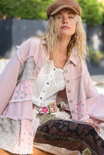 Load image into Gallery viewer, POL Raw Hem Patchwork Dropped Shoulder Jacket