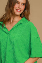 Load image into Gallery viewer, Umgee Floral Johnny Collar Half Sleeve Jacquard Top