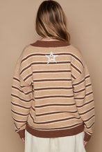 Load image into Gallery viewer, POL Star Patch Stripe Round Neck Sweater