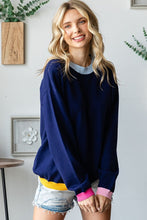 Load image into Gallery viewer, First Love Contrast Ribbed Round Neck Long Sleeve Sweater