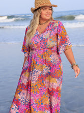 Load image into Gallery viewer, Plus Size Slit Printed Half Sleeve Dress