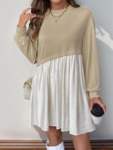 Load image into Gallery viewer, Perfee Contrast Round Neck Long Sleeve Mini Dress