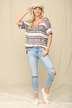 Load image into Gallery viewer, Celeste Full Size Striped V-Neck Short Sleeve T-Shirt