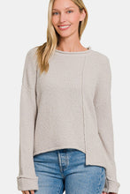 Load image into Gallery viewer, Zenana Asymmetric Hem Drop Shoulder Sweater