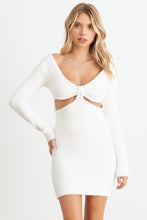 Load image into Gallery viewer, HERA COLLECTION Fluffy Bow Cut-Out Detail Long Sleeve Mini Dress