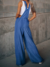 Load image into Gallery viewer, Distressed Wide Leg Denim Overalls