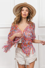 Load image into Gallery viewer, BiBi Open Front Fringed Crop Knit Cardigan