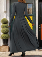 Load image into Gallery viewer, Perfee Lace Detail Slit V-Neck Long Sleeve Dress