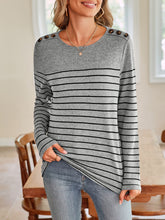 Load image into Gallery viewer, Lovelet Striped Round Neck Long Sleeve T-Shirt
