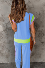 Load image into Gallery viewer, Contrast Round Neck Top and Pants Set