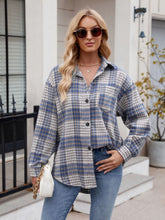 Load image into Gallery viewer, Mandy Pocketed Plaid Collared Neck Long Sleeve Shirt