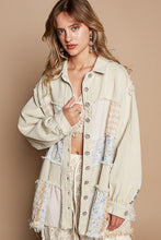 Load image into Gallery viewer, POL Raw Hem Patchwork Dropped Shoulder Jacket