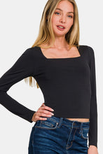 Load image into Gallery viewer, Zenana Square Neck Fitted Long Sleeve T-Shirt