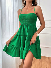 Load image into Gallery viewer, Smocked Tiered Sleeveless Mini Dress