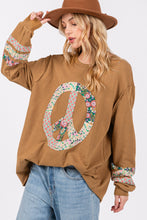 Load image into Gallery viewer, SAGE + FIG Peace Applique Patch Long Sleeve Top