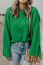 Load image into Gallery viewer, Textured Round Neck Long Sleeve Sweater