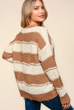 Load image into Gallery viewer, Haptics Striped Contrast Distressed Sweater