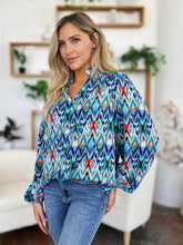 Load image into Gallery viewer, Double Take Full Size Printed Balloon Sleeve Blouse