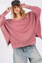 Load image into Gallery viewer, SAGE + FIG Mineral Wash Side Slit Oversized Sweatshirt