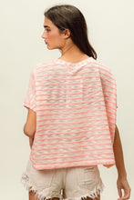 Load image into Gallery viewer, BiBi Braid Striped Short Sleeve Round Neck T-Shirt