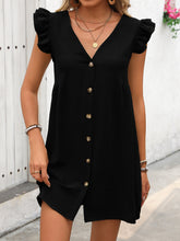 Load image into Gallery viewer, Ivy Lane Button Up V-Neck Cap Sleeve Mini Dress