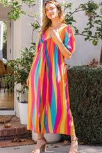 Load image into Gallery viewer, ODDI Full Size Striped Puff Sleeve Wide Leg Jumpsuit