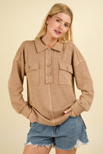 Load image into Gallery viewer, VERY J Collared Half Button Knit Top with Pockets
