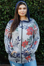 Load image into Gallery viewer, Blumin Apparel Full Size Floral Zip Up Hoodie