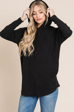 Load image into Gallery viewer, BOMBOM Contrast Drawstring Drop Shoulder Knit Hoodie