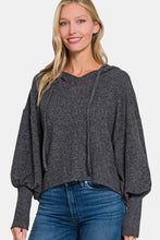 Load image into Gallery viewer, Zenana Brushed Hacci Drop Shoulder Cropped Hoodie