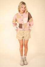 Load image into Gallery viewer, VERY J Color Block Button Down Textured Sweater Cardigan